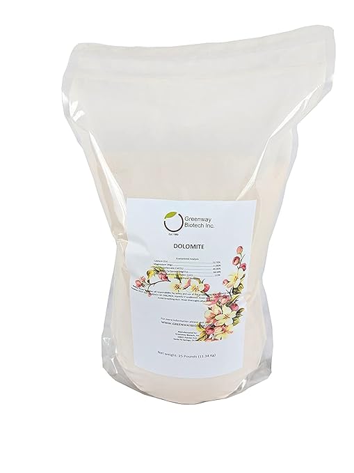 Greenway Biotech Dolomite Lime Plus- Includes 11.8% Magnesium and 22.7% Calcium Helps to Adjust The pH Level- Great to Make Your Own Compost and Worm Bins (2X 25 Pounds)