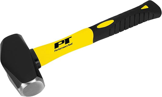 Performance Tool M7105 Heavy Duty Fiberglass Handle Hammer with Anti-Shock Rubber Cushion Grip and Mirror Polished Striking Face, 11-Inch Handle