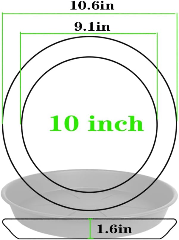 6 Pack of Plant Saucer Tray 9 10 inch, Heavy Duty Plastic Pot Plant Drip Trays Saucers for for Indoors Outdoor, Plant Water Tray for Planters 9-10" (10", Light Blue)