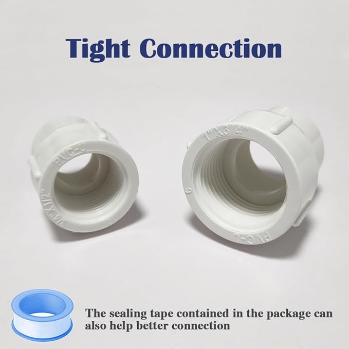 10PCS 1/2 to 3/4 Inch Female to Female Threaded PVC Reducing Pipe Fittings 1/2" to 3/4" Double Female Thread Coupling Pipe Adapter Connectors for Pipe Connecting HE046-1/2x3/4