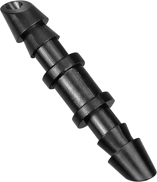 JAYEE 100 Pack Drip Irrigation 1/4” Barbed Coupling Fittings, Barbed Connectors Fits Universal 1/4-Inch Drip Tubing, Irrigation Coupler for Drip or Sprinkler System