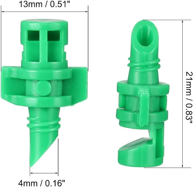 uxcell Micro Sprayer Fan Jet, 180 Degree Refraction Atomized Dripper Hydroponic Garden Irrigation, 20 Pcs (Green)