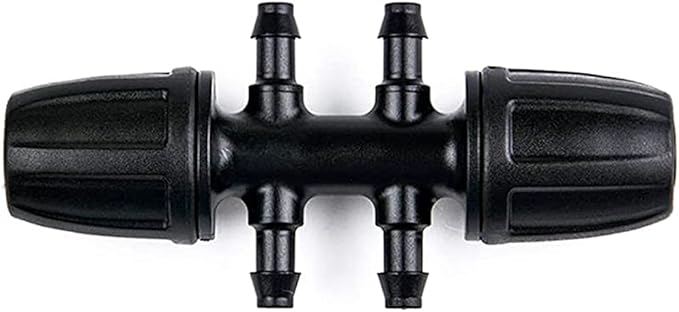 Drip Irrigation Fittings, (.520" ID x .650" OD) 1/2" to 1/4" Irrigation Parts Barbed Reducer Tee,Lock Reduced 6 Way T Connectors - 10 Pack