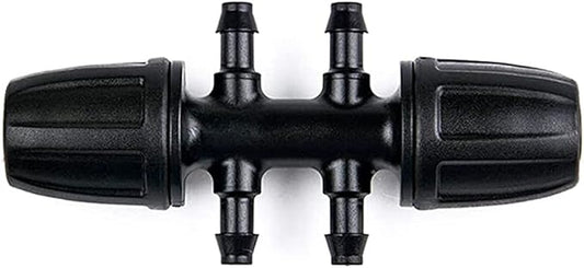 Drip Irrigation Fittings, (.520" ID x .650" OD) 1/2" to 1/4" Irrigation Parts Barbed Reducer Tee,Lock Reduced 6 Way T Connectors - 10 Pack