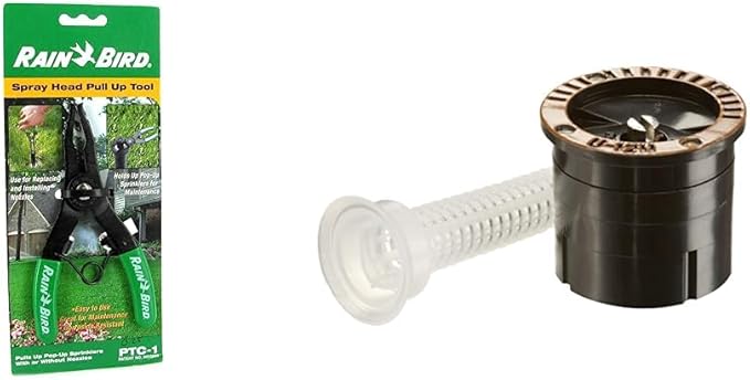 Rain Bird PTC1 Spray Head Pull-Up Tool for Pop-Up Sprinklers & 12DSH Dual Spray Nozzle, 180° Half Circle Pattern, 9' - 12' Spray Distance