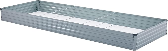 12x4x1FT Galvanized Raised Garden Beds Kit Large Outdoor Metal Gardening Planter Box for Vegetable Elevated Flower Herbs, Gray