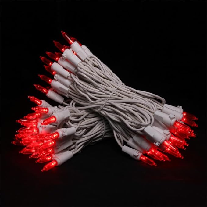 Red Christmas LED Lights - 2 Pack 100 Count Red Christmas String Lights for Tree, Bedroom, Wedding, Indoor/Outdoor Valentines Day Decorations, 2 Sets 33 Feet White Wire, UL Certified, Connectable