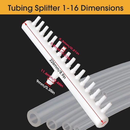 Rake-shaped hose joint air discharge diverter, Plastic Barb Hose Fitting Connector, 16-Way Outlet Air Line Pump Tubing Splitter Water Flow Divider, for Aquarium Garden Agricultural Irrigation（4Pcs）