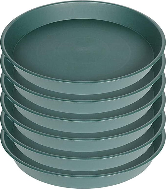 6 Pack Plastic Plant Saucer Planter Water Drip Tray, 4 5 6 7 8 9 10 11 12 inch, Heavy Sturdy Tray for Indoors Outdoor Plants, Flower Pot Saucers for Pots Base (4", Green)
