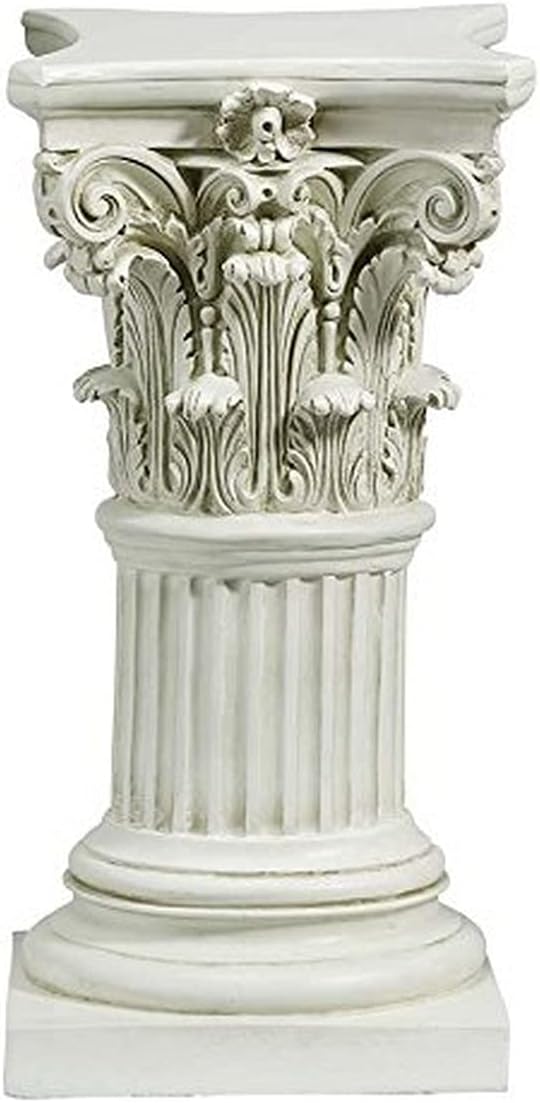 Design Toscano Corinthian Pedestal Column Plant Stand, Medium 29 Inch Tall, Cast Stone Resin, Antique Stone Finish