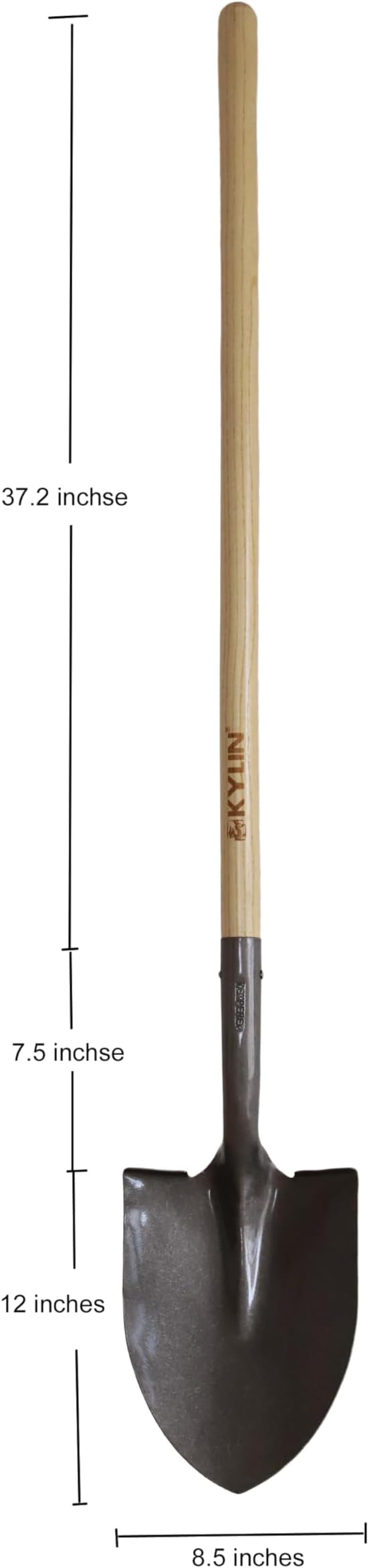 Kylin Shovel Set Garden Digging Shovels Combo Square Flat Roud Point Shovel with Long North Hard Wood D-Grip Handle Yard Tools Set