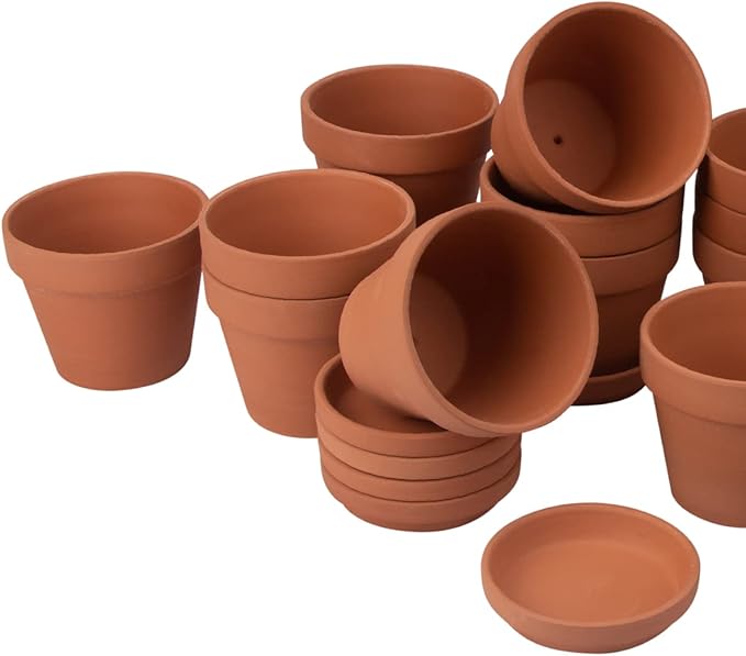 [17 Pack] 4" Planter Nursery Pots Terracotta Pot with Saucer Clay Pots Clay Ceramic Pottery Cactus Pots Flower Pots Succulent Pots Nursery Pots Garden Pots Terra Cotta Pots Planter Pots (4")