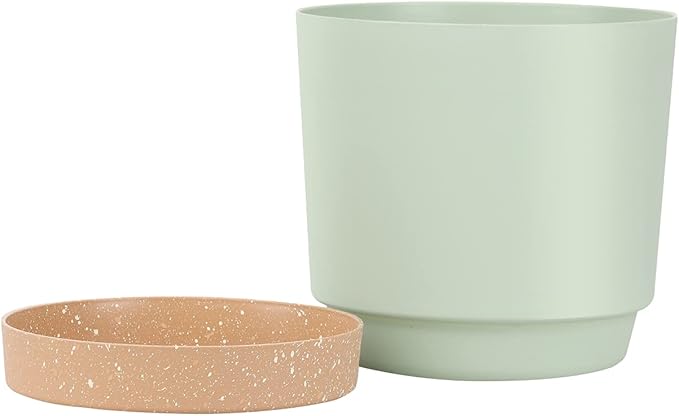 kubvici Plant Pots for Indoor Plants, 2 Pack 12 Inch Pots for Plants, Lightweight Large Planters for Indoor Plants Outdoor Plants, Big Plastic Plant Pot Flowers Pot with Drainage (12” Green & White)