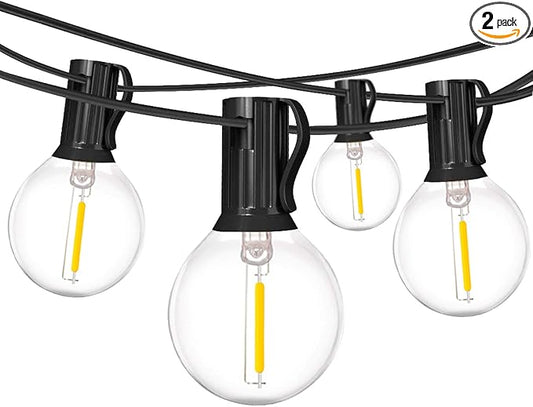 2-Pack 18Ft Outdoor Patio String Lights,UL Listed Commercial Light String with 20+2 Plastic G40 LED Clear Globe Bulbs,Decoration for Patio Backyard Cafe Porch Garden Bistro Party Wedding
