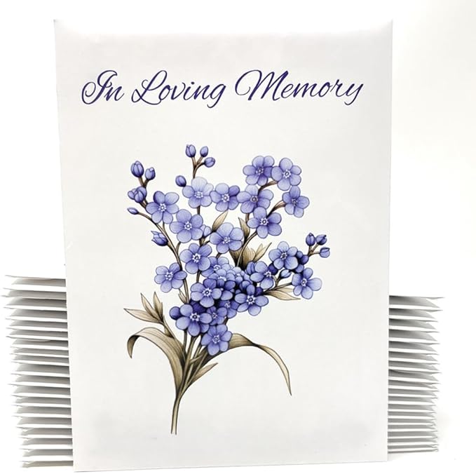 Forget Me Not Seeds - in Loving Memory Funeral Favors - Prefilled Seed Packets - Ready to Give - Pack of 20