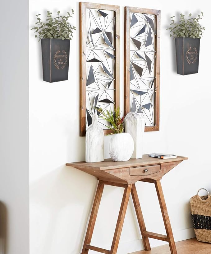 LESEN Rustic Metal Wall Planter Country Home Hanging Wall Vase Pocket for Plants or Flower Indoor or Outdoor Farmhouse Wall Decor,Set of 2