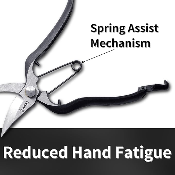 Japanese Pruning Shears for Gardening 7”, Professional All Purpose Bypass Pruners, Hand Forged Japanese Carbon Steel Blade, Spring Loaded Handle, Made in Japan