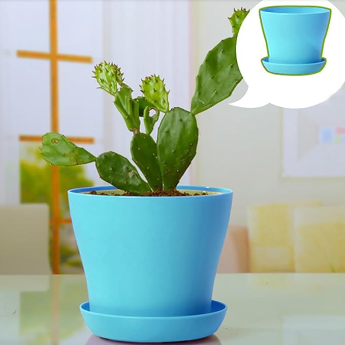 50 Pack 4 Inch Plant Pots Bulk Small Plastic Planters Pots with Drainage Holes Flower Pot for Succulent, Cactus, Herb, African Violet (50pcs-Blue, 4Inches)