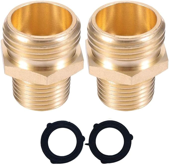 YOUHO Garden Hose Adapter 3/4 GHT Male x 1/2 NPT Male Connector, Brass Garden Hose Fitting, Industrial Metal Brass Garden Hose to Pipe Fittings Connect,Garden Hose Extension Repair Fitting(2-Pack)