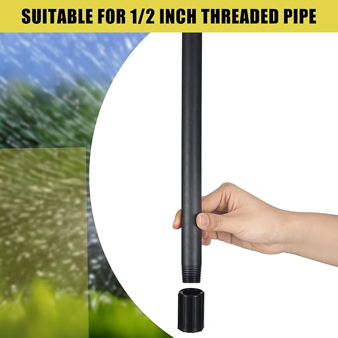 Yaomiao 5 Pcs Sprinkler Head Pipe Riser Extension 1/2 Inch MPT PVC Double Male Pipe Thread Sprinkler Riser for Lawn Irrigation System Automatic Irrigation Connector Raised Pipe (12 Inch)
