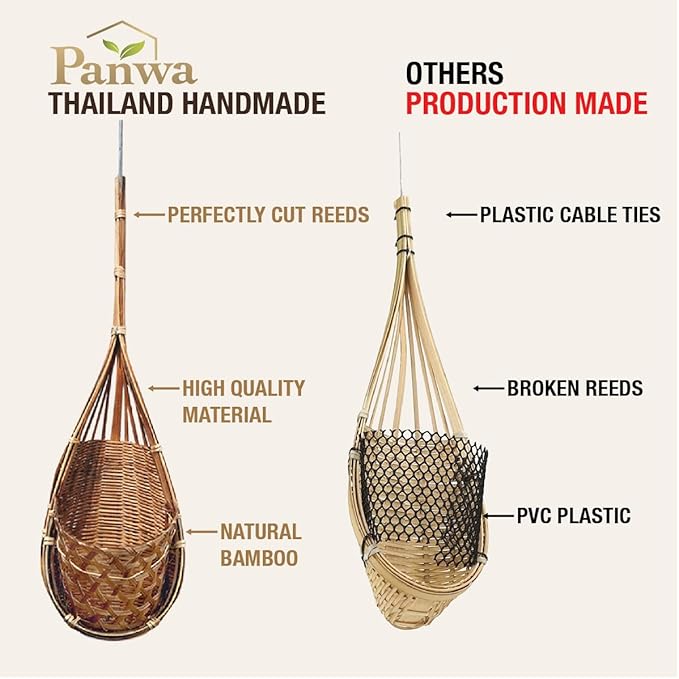 Handmade 100% Thai Bamboo Hanging Orchid Basket – 4 Inch Set of 3