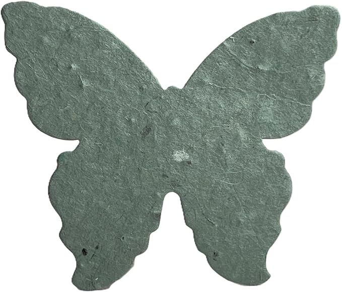 Of The Earth Handmade Paper - Wildflower Seed Paper Butterfly Shape - Large 3" - Set of 24 (14s Green Lotka)