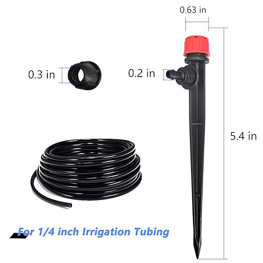 50 Pcs Drip Irrigation Emitters with Lock, Adjustable 360 Degree Water Flow Irrigation Drippers for 1/4 inch Tubing, Garden Irrigation Sprayers for 4-7mm Watering System