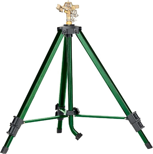 Orbit 1/2 -inch Heavy-Duty Brass Impact Sprinkler on Adjustable 22 - 48-inch Metal Tripod Base