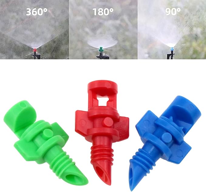 150pcs Water Jet Spray Nozzle Micro Sprinkler Heads drip Irrigation emitters drip Irrigation Parts 90/180/360 Degrees Each 50