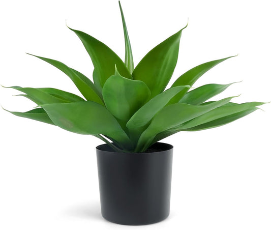 Velener Fake Agave with Black Pot, Artificial Plant Outdoor Agave - Fake Plants for Indoor and Outdoor Decor(15 Inch)