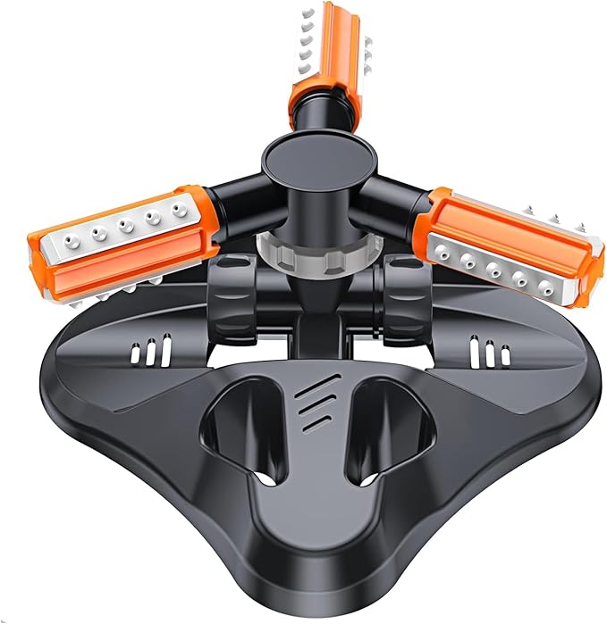 Lawn Sprinkler,Upgrade Garden Sprinkler Automatic 360 Degree Rotating Irrigation Grass Water Sprinkler System, Garden Hose Sprinkler for Yard/Built in 36 Units Angle Spray Nozzles-1Pack(Orange)