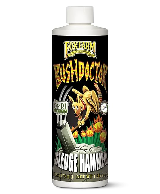 FoxFarm BushDoctor Sledgehammer - Rinse Formula with Yucca Saponin, Clears Fertilizer Buildup, Enhances Root Moisture Absorption - Perfect for Hydroponic and Soil Application (Pint)