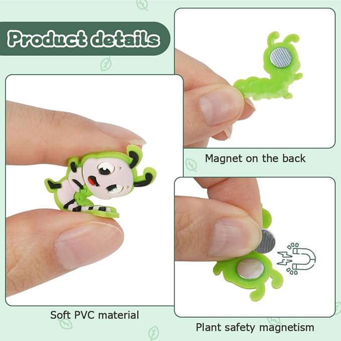 AUAUY Plant Magnets Eyes for Potted Plants, 6PCS Silicone Plant Safe Magnet Pins Charms, House Plant Accessories Unique Gifts for Plant Lovers