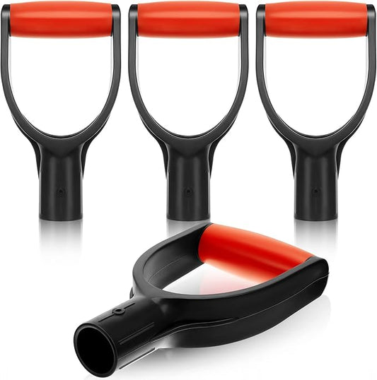 Kathfly 4 Pcs Shovel D Grip Handle 1-1/4" Inner Diameter 32mm Snow Shovel Handle Replacement Camp Scoop Grain Shovel Hand Protect Garden Raking Accessories Tools for Gardening Raking Digging