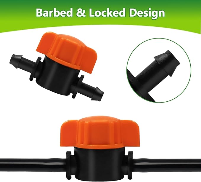 TTioDri 30 Pack 1/4" Drip Irrigation Valves, Drip Irrigation Shut Off Switch Valve for 1/4 Inch Drip Irrigation Tubing Water Flow Control Valve Drip Line Cut Off Valve for Garden Drip Systems