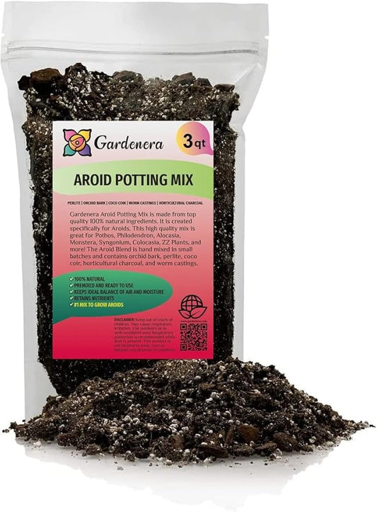 Premium Aroid Potting Mix - 3 Quart - Soil Free Blend for Aroids - Growing Medium for House Plant