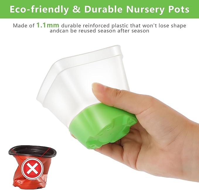 Clear Nursery Pots for Plants,30 Packs Seed Starting Pots 3.1 inch Plastic Plant Pot Seedling Pots with Drainage Holes Plant Nursery Pots with Silicone Base Seed Starting Pot