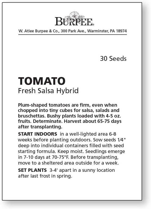 Burpee 'Fresh Salsa', Tomato Seeds, 30 Non-GMO Seeds