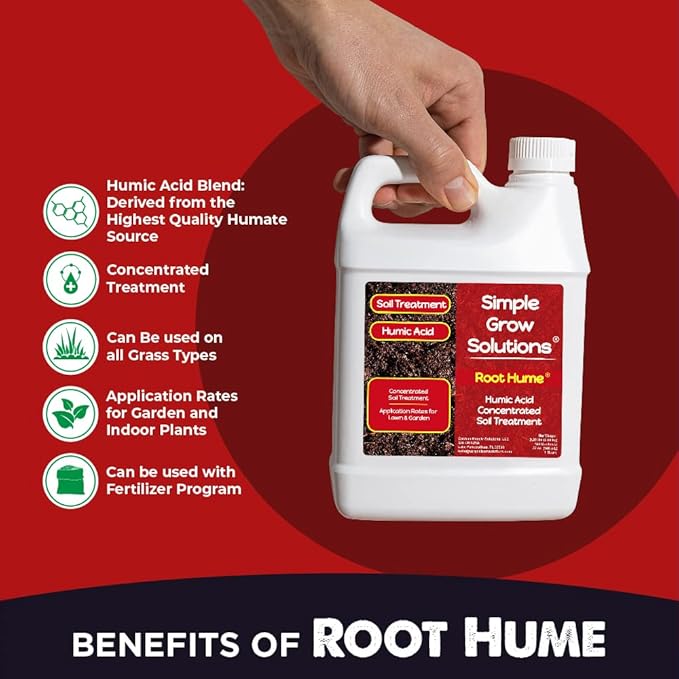 Raw Organic Soil Conditioner- Root Hume- Simple Grow Solutions- Natural Plant & Lawn Treatment- Nutrient Food Enhancer- Concentrated Liquid Humic/ Fulvic- Grass, Tomatoes, Citrus, Flowers, Vegetables