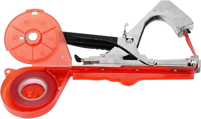 Plant Tying Machine Tape Tool for Tomatoes Peppers Grapes Cucumbers and Vining Vegetables Quickly and Easily Tie, Great for Gardeners Farmers, with Tapes, Spare Parts, Staples - Red