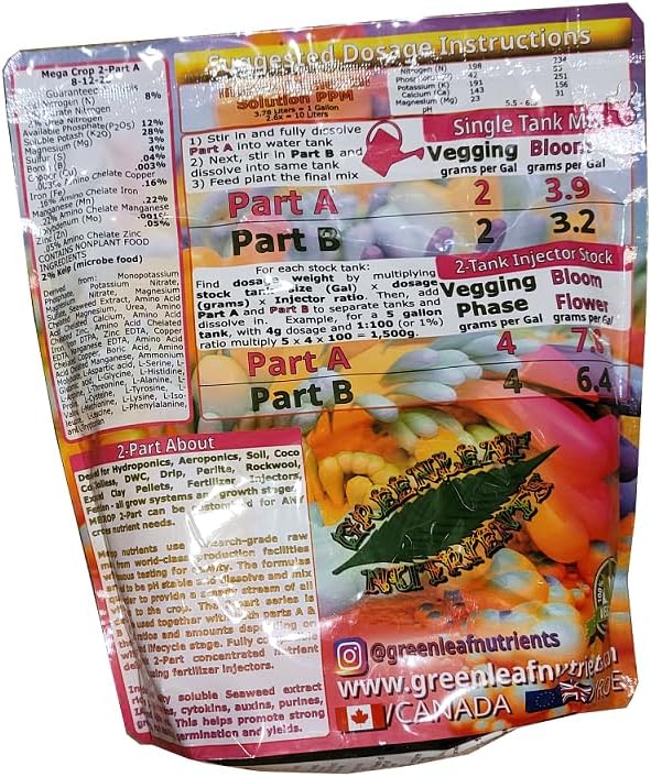 Mega Crop 2-Part A Hydroponic and Soil Base Nutrient Fertilizer for Plants with Organics NPK Compatible Jacks 5-12-26