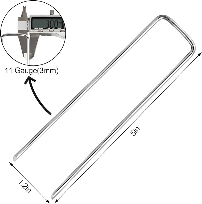 Oligei 100 Pack Garden Stakes, U-Shaped Tent Stakes, Galvanized Landscape Staples, Ground Stakes, for Landscaping Securing Weed Barrier Fabric, Irrigation Tubing, Holding Fence, Tarpaulin