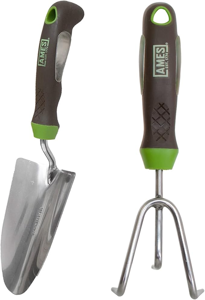 AMES 24453009 2-pc. Ergo Gel Grip Garden Tool Set with Hand Trowel & Cultivator
