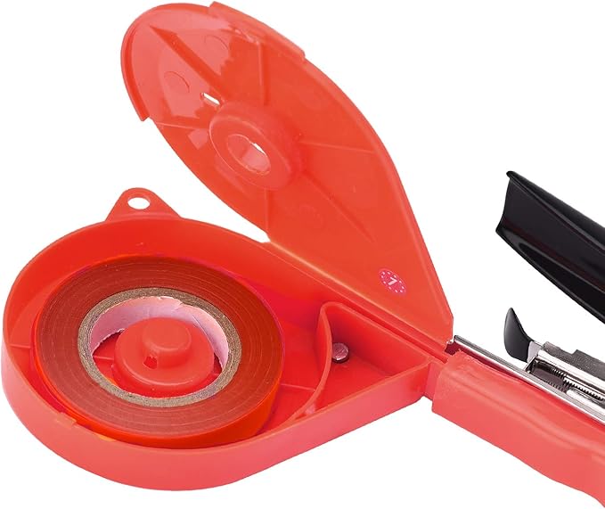 Plant Tying Machine Tape Tool for Tomatoes Peppers Grapes Cucumbers and Vining Vegetables Quickly and Easily Tie, Great for Gardeners Farmers, with Tapes, Spare Parts, Staples - Red