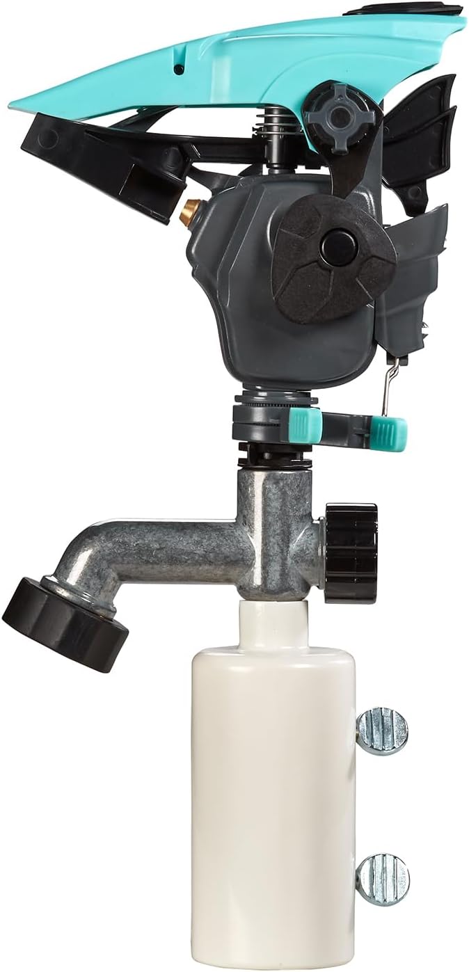 T-Post Lawn Pulsating Impact Sprinkler 300013 with a Gear Drive, Pole Base, Adjustable to 360 Degrees by New England Garden Tools