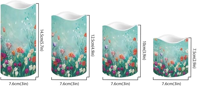 Ystardream 4PCS Flameless Candle Elegant Floral Led Flameless Candles with Remote Fake Candles That Look Real for Home Living Room Bathroom Bedroom Decor Plum Blossoms and Hummingbirds