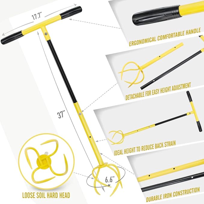 Manual Twist Tiller for Gardening, Garden Claw Hand Tiller, Steel Cultivator Tiller Lawn Aerator Soli Lossener for Gardening Bed and Plant Box