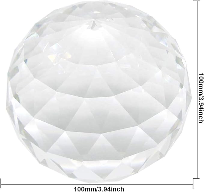 Clear Crystal Ball Prism Window Rainbow Maker Window Prisms Suncatcher for Feng Shui, (100mm/3.94inch)