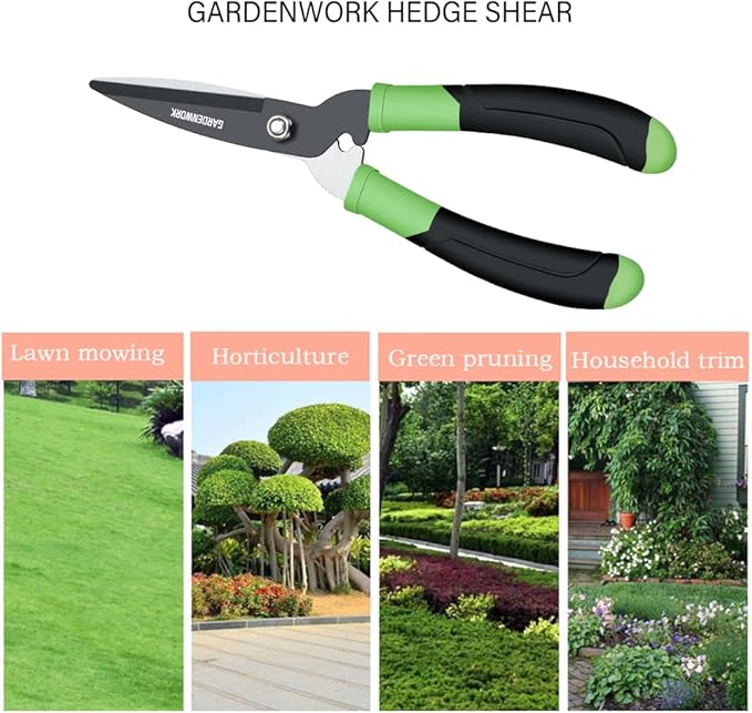 Hedge Clippers,Hedge Shears for Trimming Borders,Box and Bushes Garden Tools with SK5 Sharp Blade and Comfort Grip,Bush Cutters for Hedges