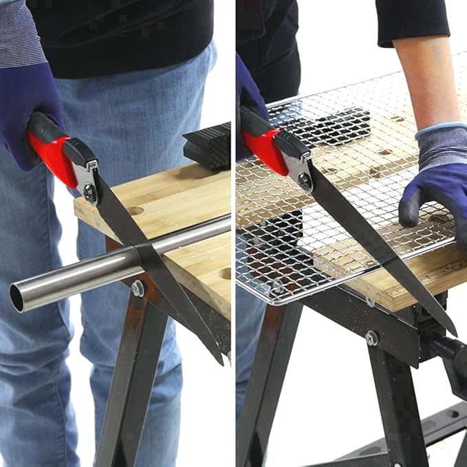 KAKURI Japanese Pull Saw Folding for Metal Cutting & PVC Cutting 8-1/4", Foldable Hand Saw for Aluminum, Brass, Soft Iron, Plastic, Pipe, Razor Sharp Japanese Steel Blade, Made in JAPAN